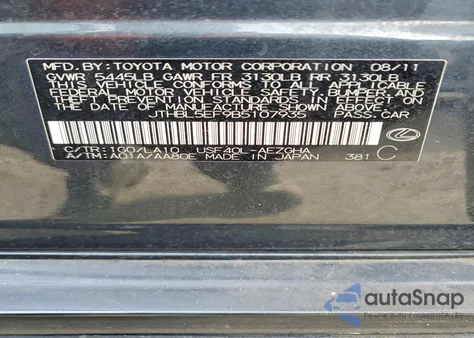 2011 Lexus Ls 460 z USA, uszkodzony, nr VIN JTHBL5EF9B5107935